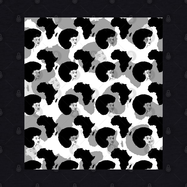 Black faces and Africa map pattern by Spinkly